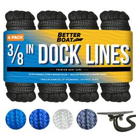 Bb-dck-4bl Better Boat Dock Lines Ropes For Docking 3/8 Inch Double Braided Mooring Marine Rope 15ft N
