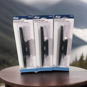 0388819 Blue Hawk Lot Of 3 Boat 8 Inch Closed Base Cleat Black Nylon New