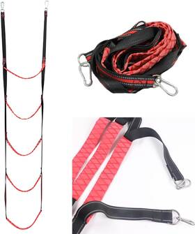 Bntyok 757567466076 Boat Rope Ladder Heavy Duty Climbing 400lbs Strength 14mm Reinforced Red