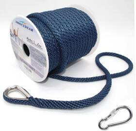Branded 724060747667 Anchor Rope Braided Line Navy 3/8 Inch X 100ft Premium Solid Braid Mfp Boat