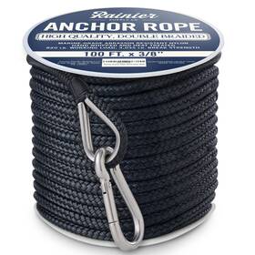 Branded 860001256826 100 Ft Double Braided Nylon Boat Anchor Rope Marine Grade Line With 316 Ss Thimble