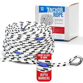 Btg Gear 628504868195 Heavy Duty Marine/nautical Boat Anchor Line Depth Markers Rope With Stainless St