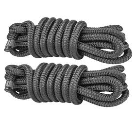 Captain -3/8inx100ft-solid 1/2 Inch X 15ft Double Braided Nylon Boat Dock Lines Gray 12 Eye 2pc