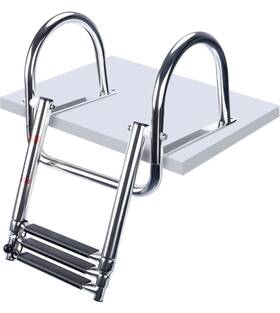 B08515gjw3 Chengzhou Marinebaby 3 Steps Pontoon Boat Ladder Stainless Steel Folding Silver