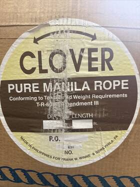 Clover 16021 Pure Manila Rope 5/8 Inch X 600 New Boxed Nos Never Opened Bagged In Box