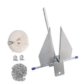 P022-a001-a Darupsun Kit Galvanized Boat Anchor 8lbs Sliding And Chain Rope Silver For
