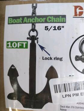 X0048kvup3 Deck Man 10ft Boat Anchor Chain 316 Stainless Steel 5/16 Link Black
