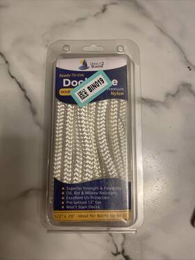 Db-131 Direct 2 Boater 1/2 Inch X 20ft - White Durable Double Braided Nylon Dock Line For Boats Up To 35ft