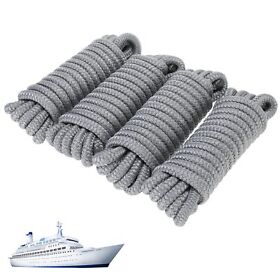 Nq-0062-04gy Dock Lines Marine Grade 4 Pack 1/2inch X 15foot Nylon Mooring Ropes-with 12inch Eyelet