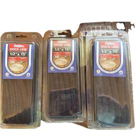 3-dockmate Dockmate 74829-blk Dock Lines 1/2 X 15 Ft. Black 100% Double Braided Nylon With 12 Inch Eye