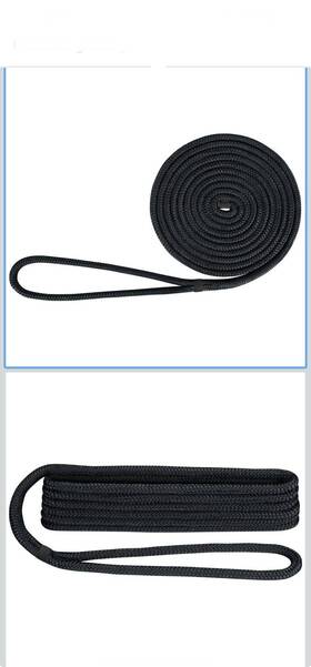 3006.2108 Extreme Max Boattector Double Braid Nylon Dock Line -1/2 Inch X 15ft Black