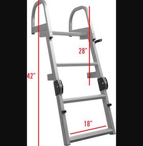 3006.8878 Extreme Max Durable 3 Step Dock Ladder Or Pontoon Boat - Aluminum Folding Flip Up