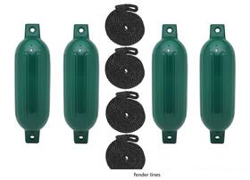 3006.7456 Extreme Max Boat Tector Inflatable Fender 4-pack 6.5 Inch X 23 Forest Green
