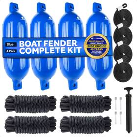 4542-c2-1 Five Oceans Boat Fenders Complete Set Blue 6.5 Inch X 23 Includes 3/8 15ft Dock Lines