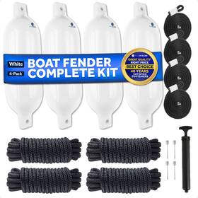 4544-c2-ns Five Oceans Boat Fenders Complete Set Blue 6.5 Inch X 23 Includes 3/8 15ft Dock Lines