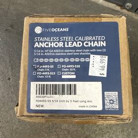 4569-gn5-1 Five Oceans Boat Anchor Lead Chain With Shackles 5/16 Inch X 5ft Galvanized Steel Nib