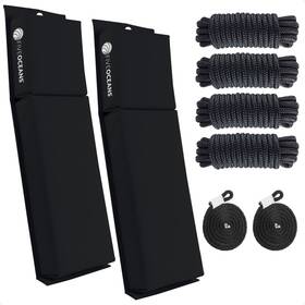 4615-c1-ns Five Oceans 2-pack Flat Boat Fender Kit Black 24 Inch X 6-7/8 2-1/2 Dock Lines 1/2 15ft