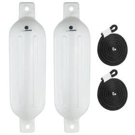 4950-ns Five Oceans 2-pack Twin Eye Ribbed Boat Fenders 6.5 X 23-inch White