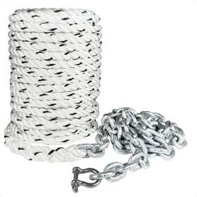 Five Oceans 5168 Anchor Rode 3/8 Inch X 75ft Rope With 1/4 3ft Galvanized Chain Hand-spliced