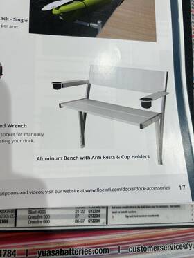 Floe 510-41615-01 Aluminum Grey Bench With Attachment Kit For Pre 2023 Roll In Dock