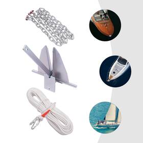 Gdrasuya10 756804828646 13lbs Boat Anchor With 5/16 Inch 8ft Galvanized Steel Chain 3/8 100ft Rope Kit