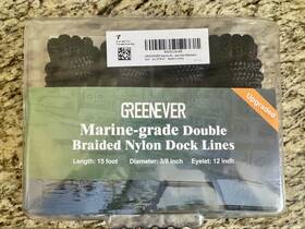 Gj-mtx3-nblue Greenever Marine-grade Double Braided Nylon Dock Lines 15ft Length 3/8 Inch Diameter
