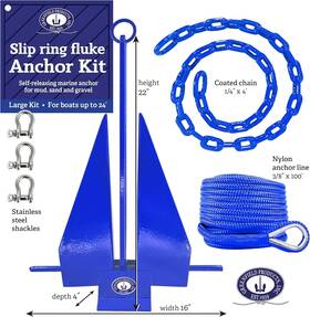 Greenfield 025552003736 Fluke Anchor Kit American-made Chain 100ft Rope And Shackles 24ft Boats