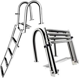 Haida 710558327725 Stainless Steel 4 Step Folding Marine Ladder Heavy Duty Telescoping Silver