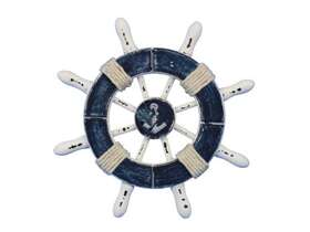 Sw-6-108-anchor-nh Hampton Nautical Rustic Dark Blue And White Anchor 6 Inch -ships