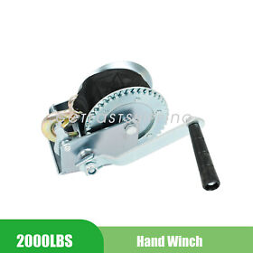 Jj6010 Hand Winch 2000lbs Crank Strap Heavy Duty Atv Jet Ski Trailer Boat