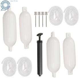 Hp65172 Happy19star 4 White Ribbed Marine Boat Fender Vinyl Bumper Dock Shield Protection 5.5 Inch X 20
