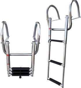 8331sh3 Hoffen Pontoon Boat Ladder Stainless Steel 3 Step Telescoping Boarding Silver