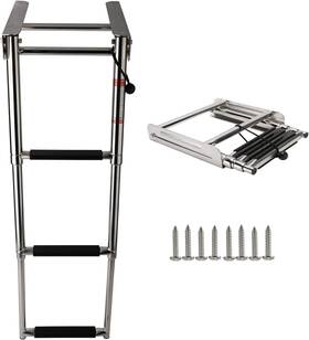 Hyddnice 733810564386 Boat Ladder 3 Step Under Platform Slide Mount Boarding Sliver