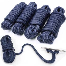 Innocedear 791291665237 4 Pack 1/2 Inch X 15 Dock Lines Marine-grade Double-braided Nylon Line With