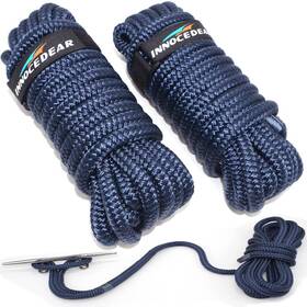 Innocedear 791360152453 2 Pack Premium Navy Blue Dock Lines - 15ft / 25ft/35ft With Eyelet.double Braide