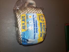 3089-0194 Invincible White 1 Roll 3/8 Inch X 50ft Anchor Rope Braided Line Nylon Boat