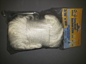 3089-0214 Invincible White 1 Roll 3/16 Inch X 100ft Anchor Rope Braided Line Nylon Boat
