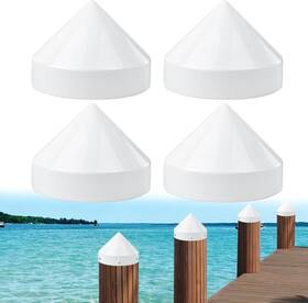 B0f1cx25v6 Jyincped 4 Pack 9.5 Inch White Piling Caps For Dock Pylon Marine Dockpost