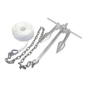 Kimpex 745029 Galvanized #8 Cast Iron Fluke Claw Anchor Kit With 50ft Of Line 12 Lbs