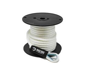 303038wht Mad Dog 3/8 Inch X 300ft Solid Braid Nylon Anchor Line With Metal Thimble - White Made In Usa