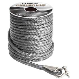 Mna38 Mar Made 3/8 Inch 100 Ft 150 Black Grey Nylon Anchor Line Double Braided Ancho