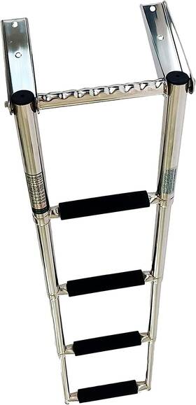 Mc73458671 Marine City 304 Ss 4-step Foldable Telescoping Boat Ladder Non-slip Rubber