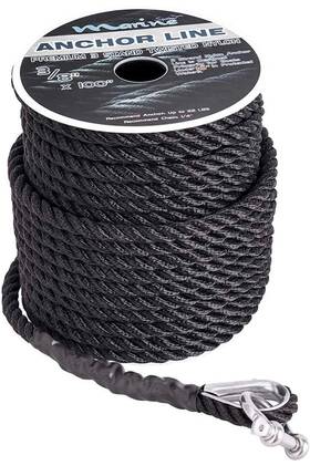072425 Marine System Made Nylon 3 Strand Anchor/rigging Line Anchor Rope 3/8 Inch 100ft Black