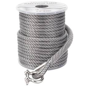 Mpa38 Marine System Made 3/8 Inch 100ft 150ft Premium Solid Braid Mfp Grey Anchor Line Braided An