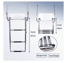 B07b6g548b Marinebaby Boat Universal Swim Platform And Telescopic Ladder 3 Steps Silver
