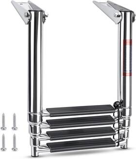 Cz8341a Marinebaby Heavy Duty Boat Telescopic 4 Step Ladder Stainless Steel Silver