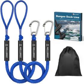 Mb-txtcs-pk2-blue Mellbree Bungee Dock Lines For Boats 4.3 Feet Mooring Rop 10s Docking With 316 Stainle