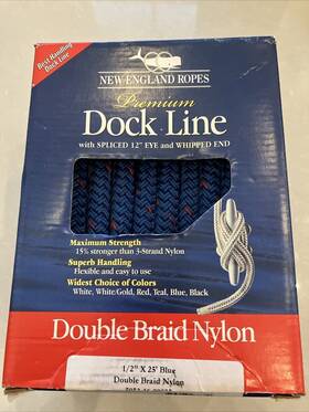 5053-16-00025 New England Ropes Rope 1/2 Inch X 25ft Nylon Double Braid Dock Line Blue