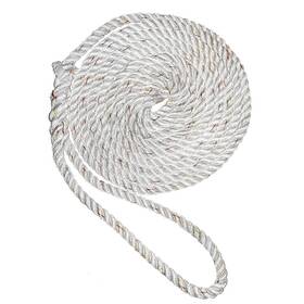 New England Ropes 753963042975 5/8 Inch Premium 3-strand Dock Line - White With Tracer 25ft