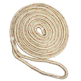 C5059-16-00015 New England Ropes 1/2 Inch Double Braid Dock Line White/gold With Tracer 15ft
